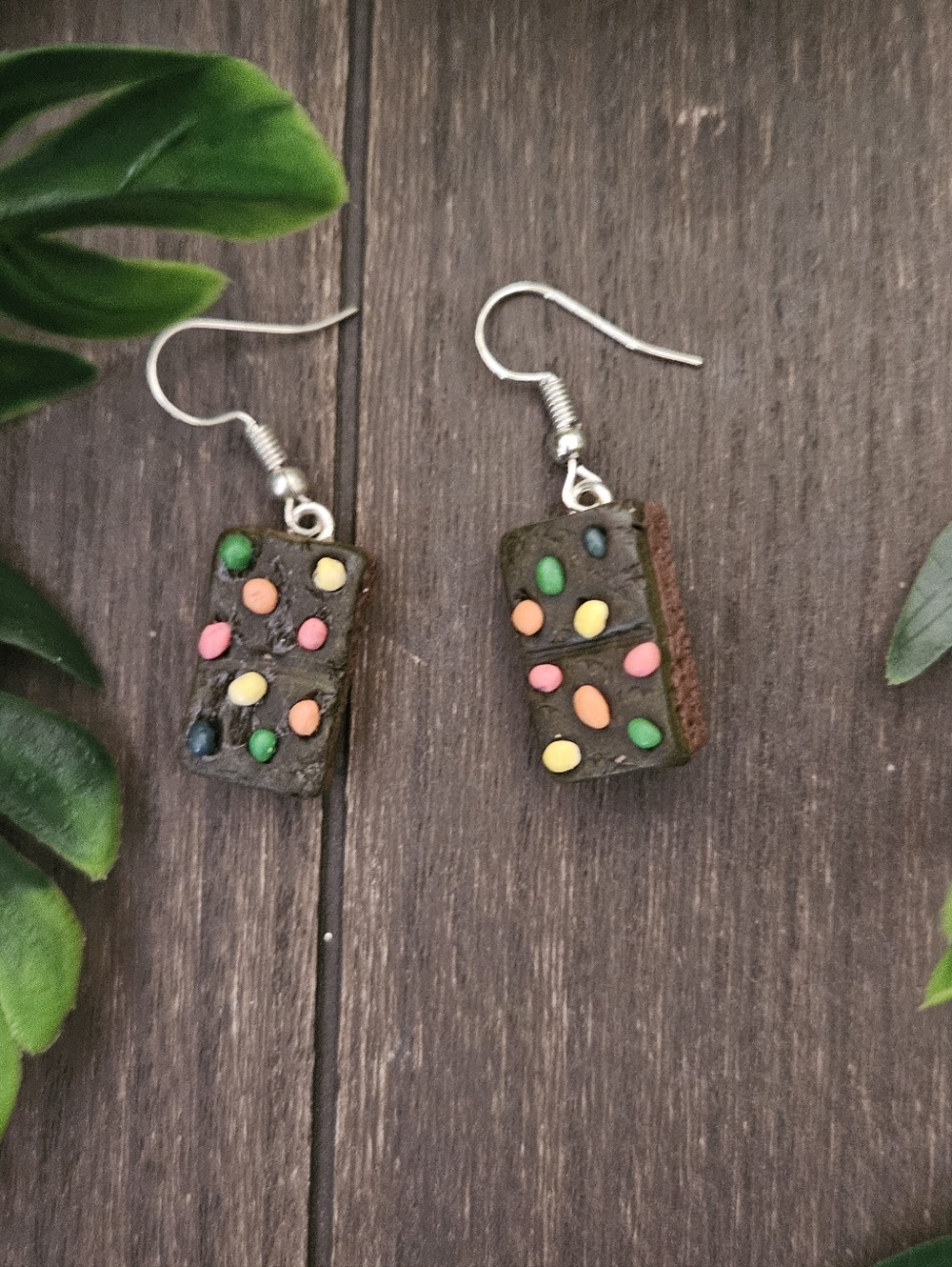 Handmade Cosmic Brownie Clay Earrings, Realistic Polymer Clay, Foodie Gift